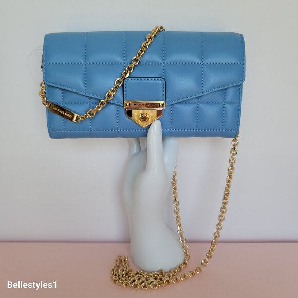 MICHAEL KORS Soho Quilted Large Wallet on Chain Crossbody- South Pacific color⭐ - Picture 1 of 16